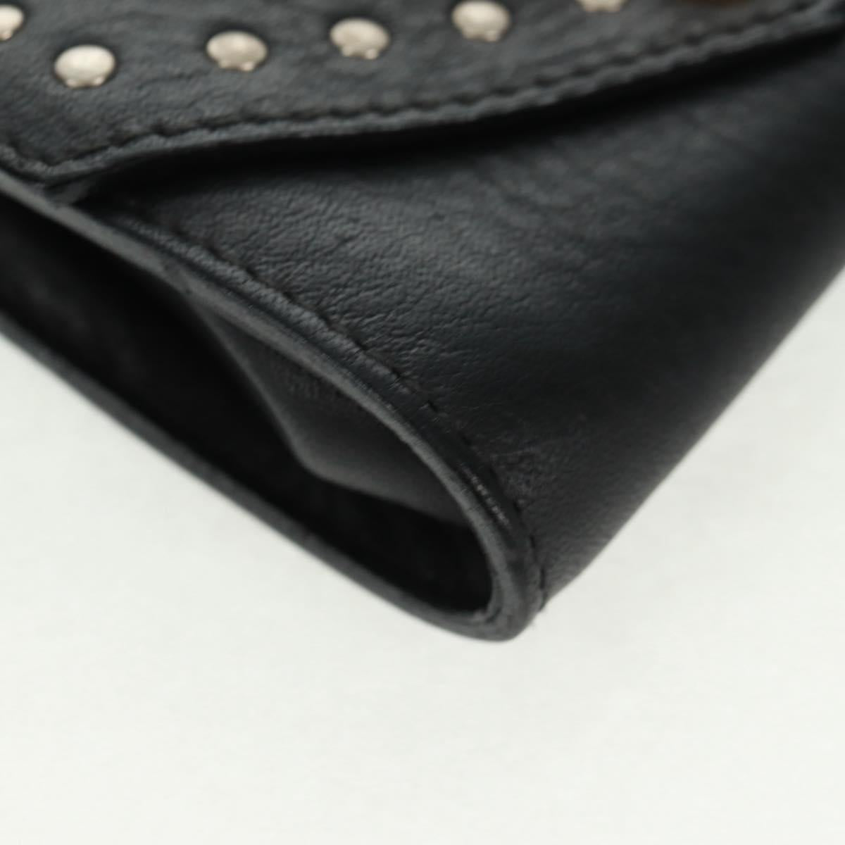 Gianni Versace Pouch Leather Black Gold Auth 169116V