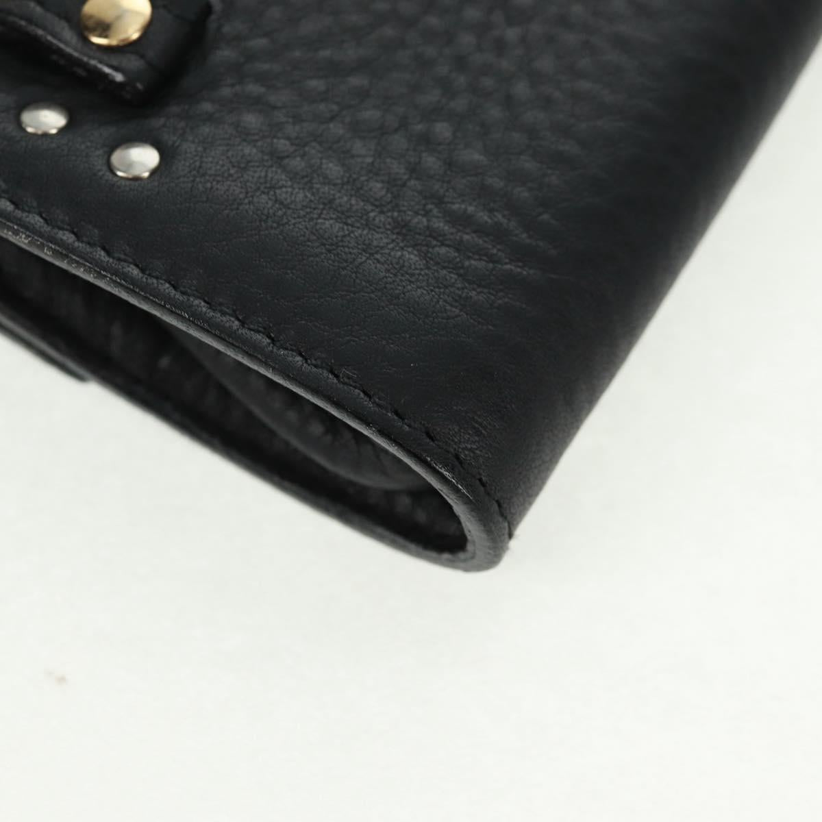 Gianni Versace Pouch Leather Black Gold Auth 169116V