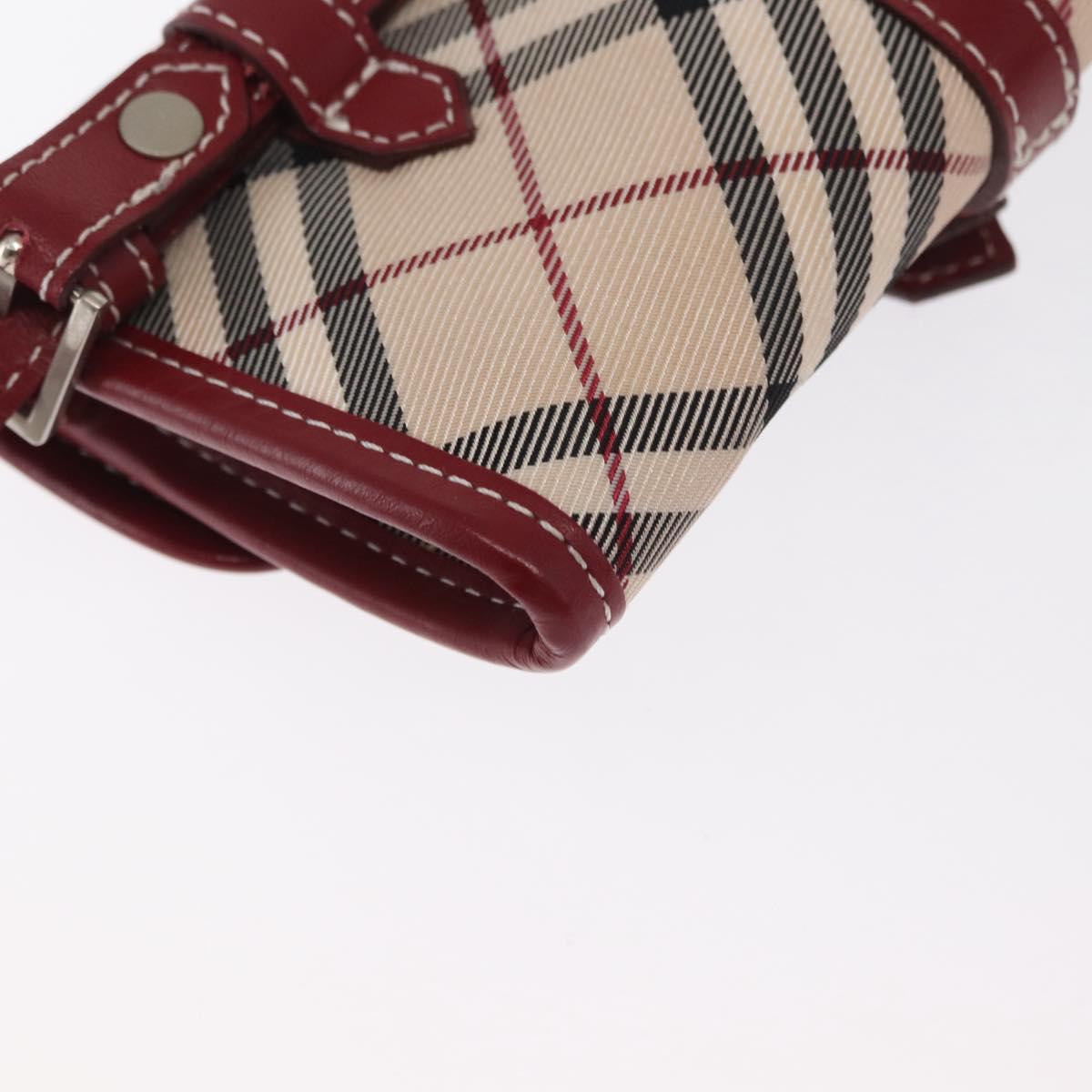 BURBERRY Nova Check Blue Label Waist Bag Canvas 2way Beige Silver Auth 169117