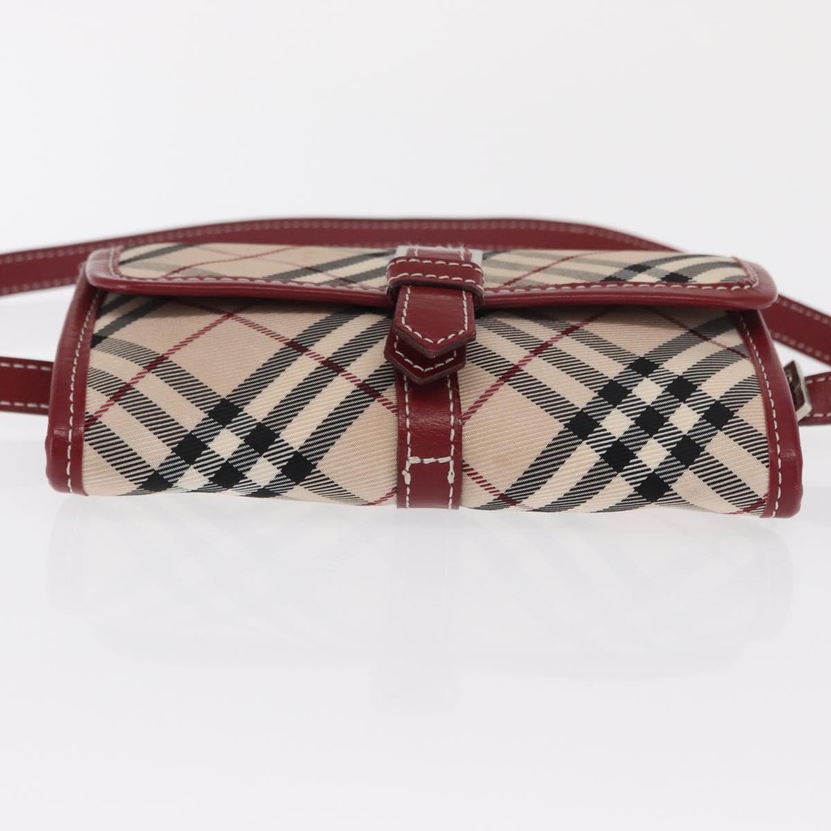 BURBERRY Nova Check Blue Label Waist Bag Canvas 2way Beige Silver Auth 169117