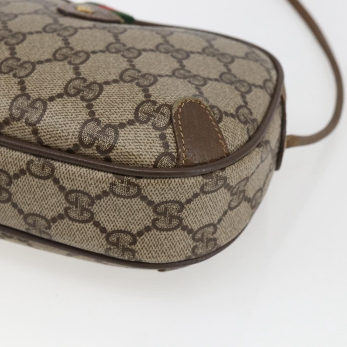 GUCCI GG Supreme Web Sherry Line Bag PVC Beige Gold 89 02 066 Auth 169118