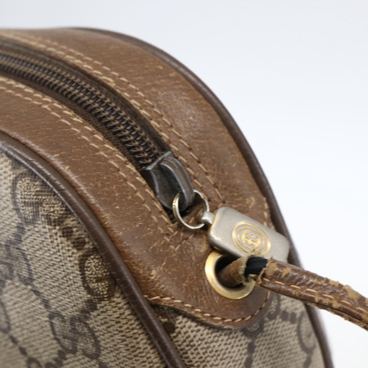 GUCCI GG Supreme Web Sherry Line Bag PVC Beige Gold 89 02 066 Auth 169118