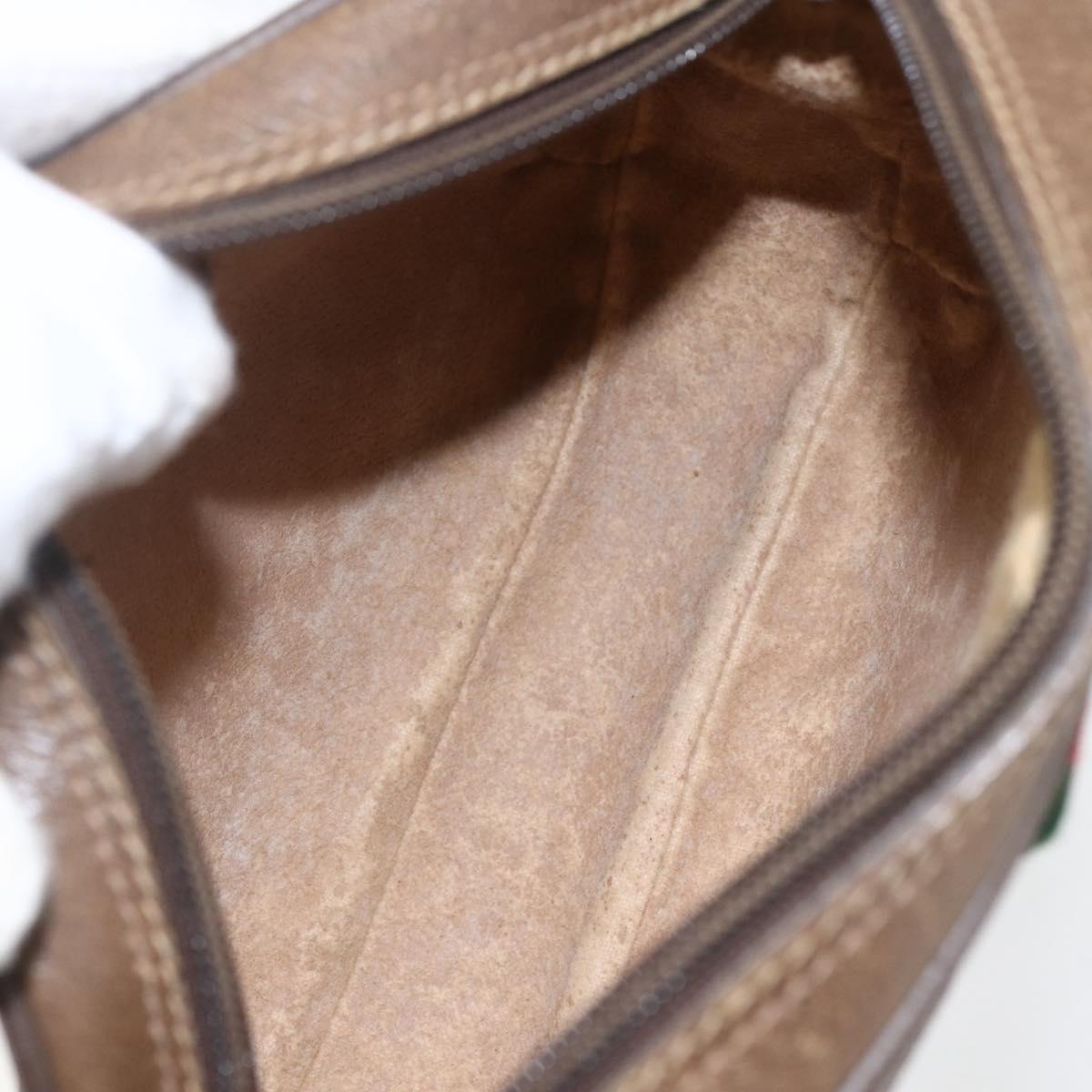 GUCCI GG Supreme Web Sherry Line Bag PVC Beige Gold 89 02 066 Auth 169118