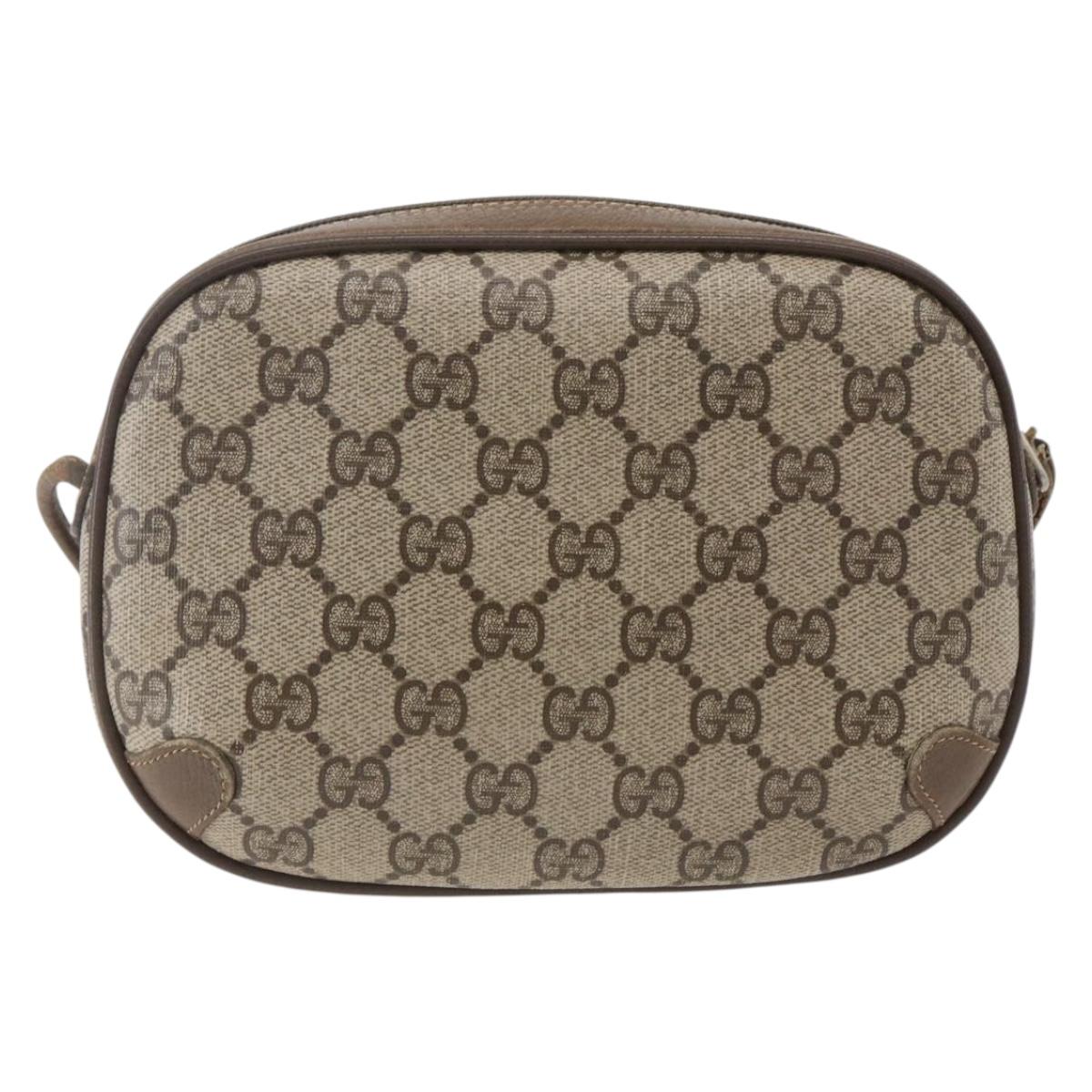 GUCCI GG Supreme Web Sherry Line Bag PVC Beige Gold 89 02 066 Auth 169118