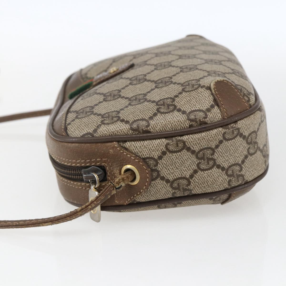 GUCCI GG Supreme Web Sherry Line Bag PVC Beige Gold 89 02 066 Auth 169118