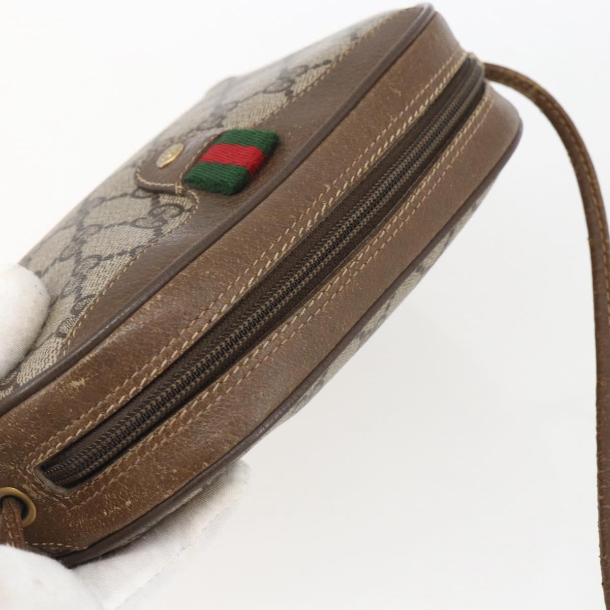 GUCCI GG Supreme Web Sherry Line Bag PVC Beige Gold 89 02 066 Auth 169118