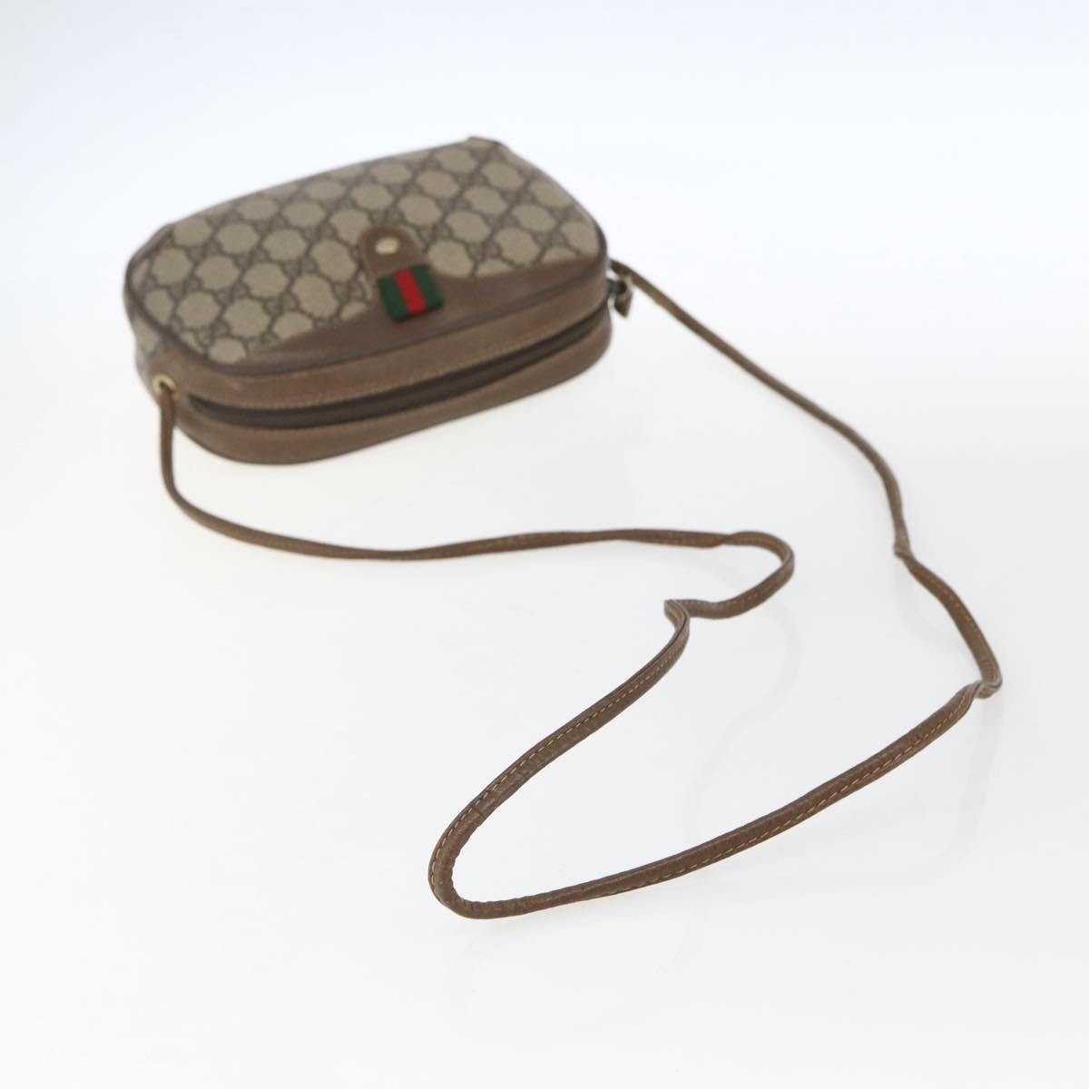 GUCCI GG Supreme Web Sherry Line Bag PVC Beige Gold 89 02 066 Auth 169118