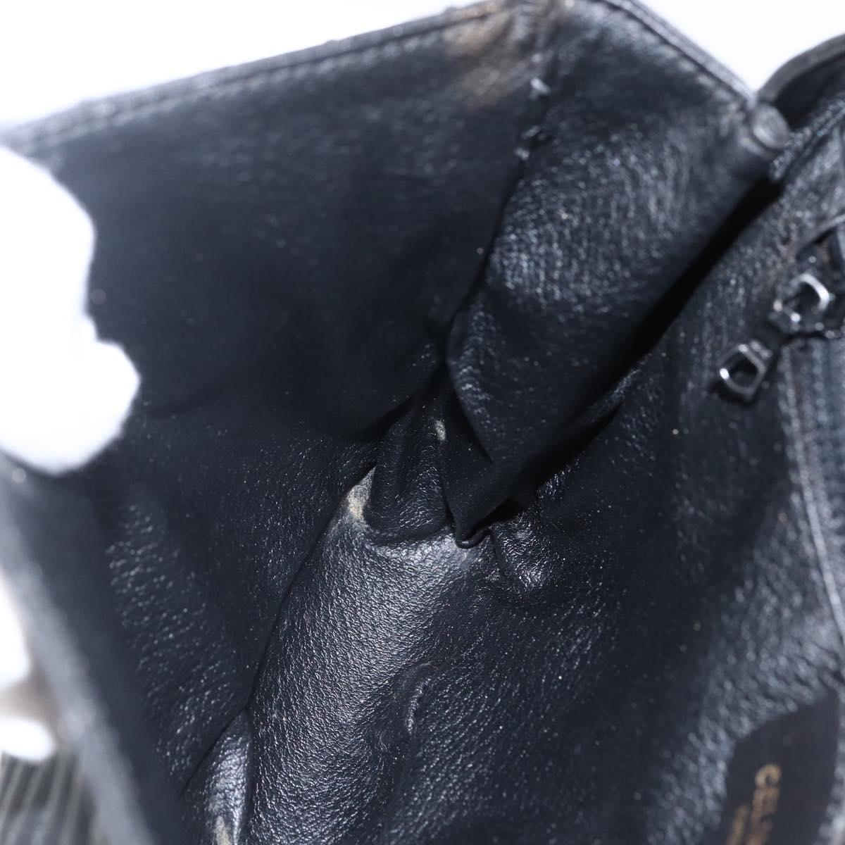 CELINE Chain Shoulder Bag Leather Black Gold Auth 169128V