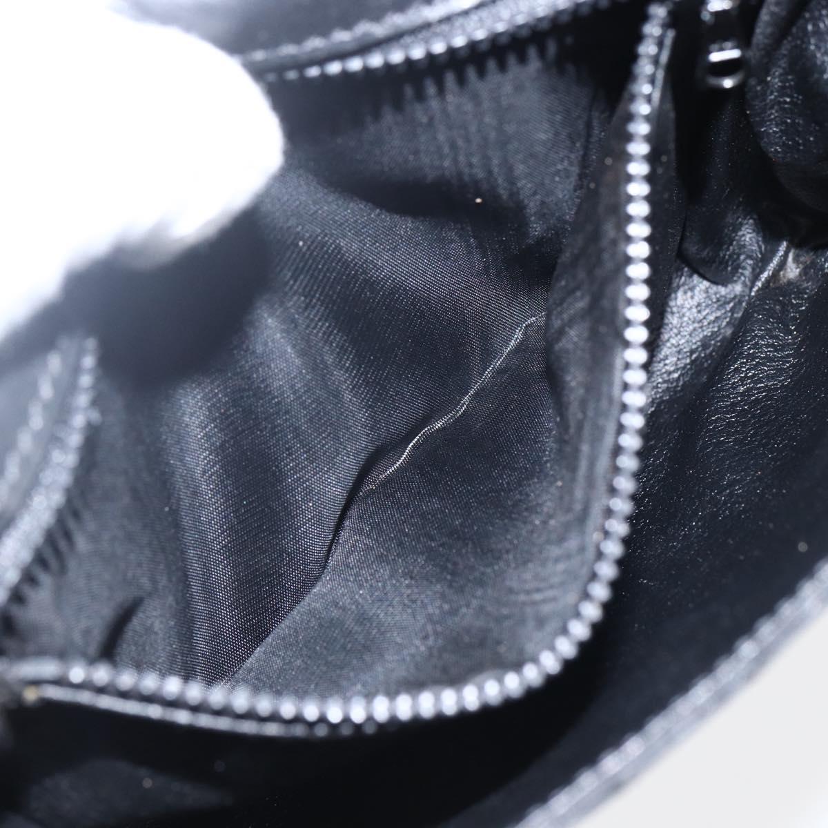 CELINE Chain Shoulder Bag Leather Black Gold Auth 169128V