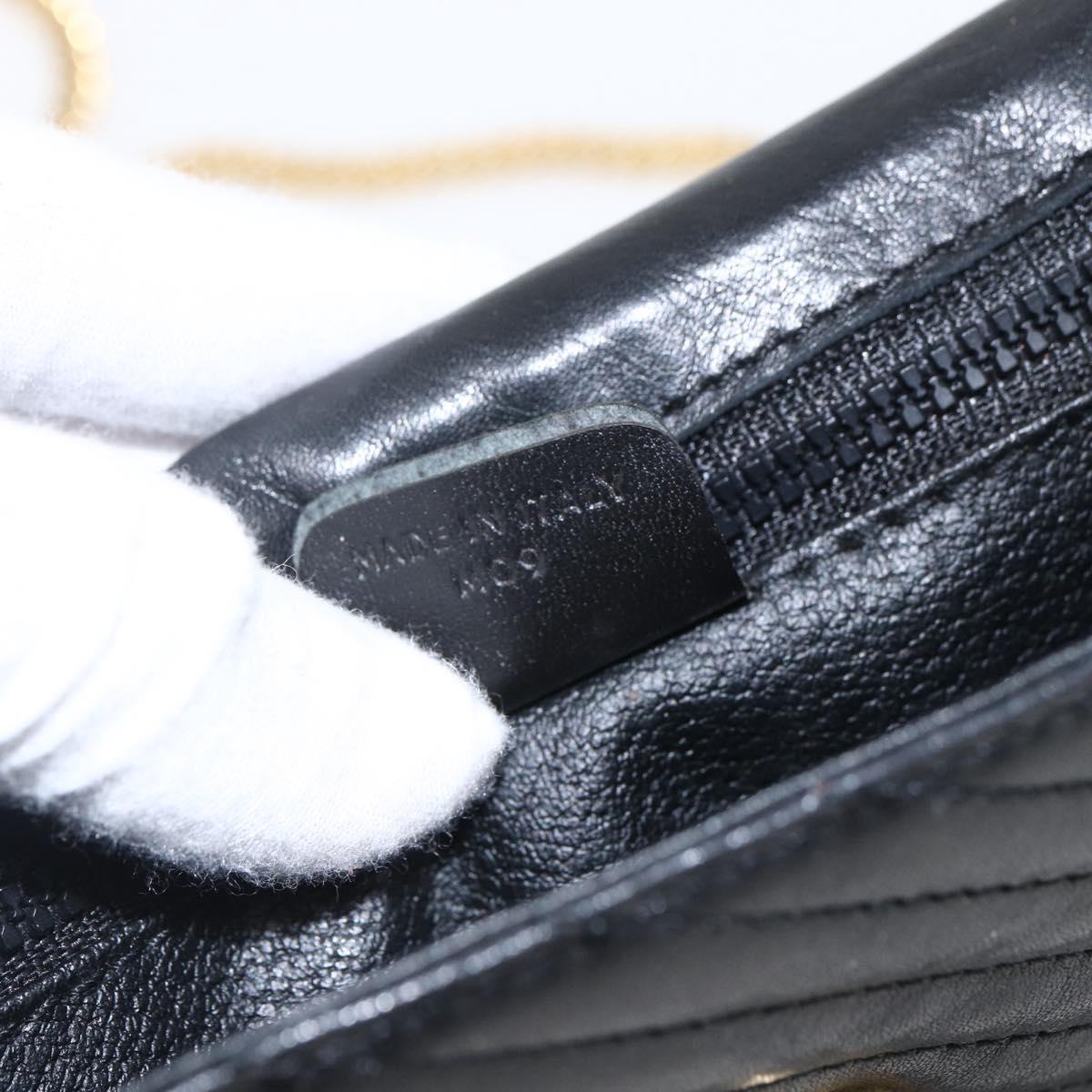 CELINE Chain Shoulder Bag Leather Black Gold Auth 169128V