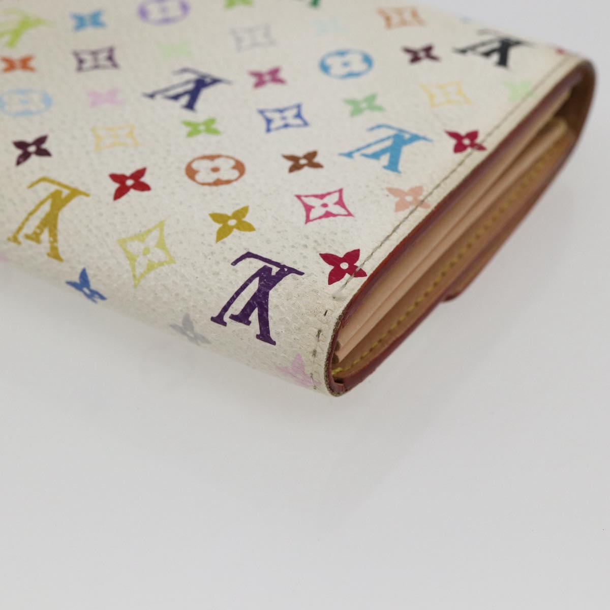 LOUIS VUITTON Multicolor Portefeuille Sarah Long Wallet White M93532 Auth 169130