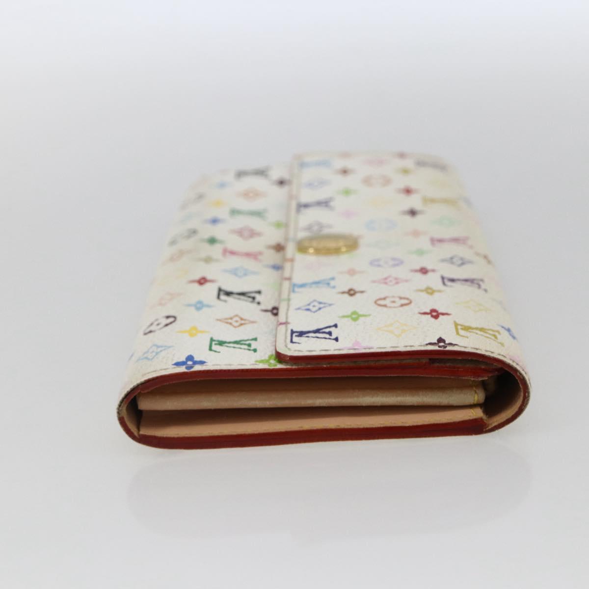 LOUIS VUITTON Multicolor Portefeuille Sarah Long Wallet White M93532 Auth 169130