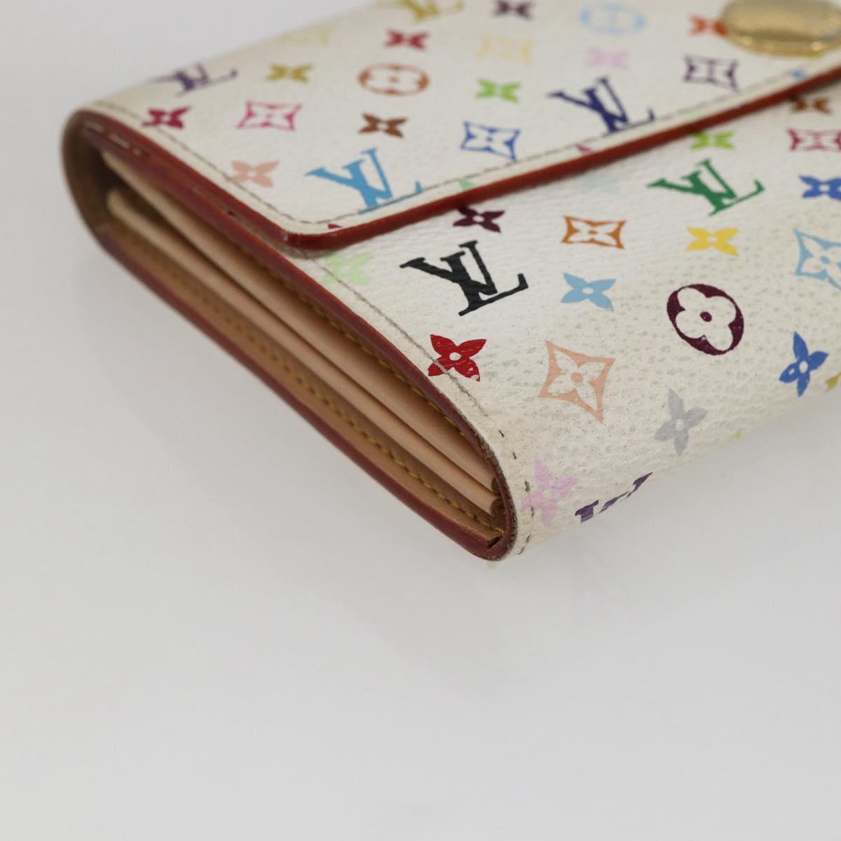 LOUIS VUITTON Multicolor Portefeuille Sarah Long Wallet White M93532 Auth 169130