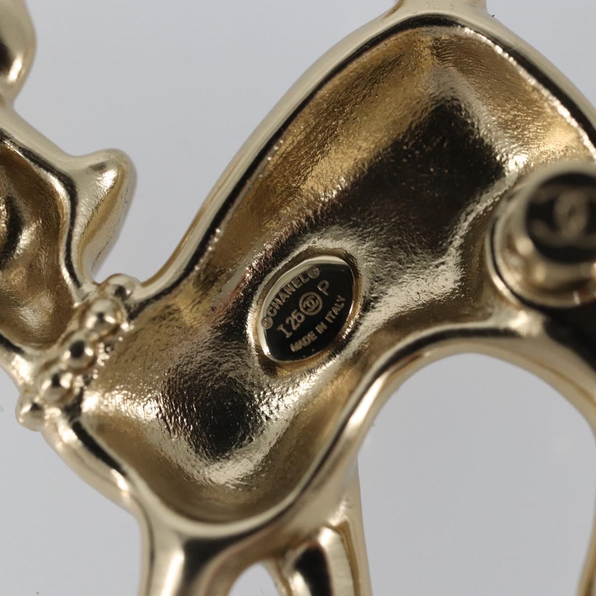 CHANEL Bambi Brooch metal Gold CC Auth 169131V