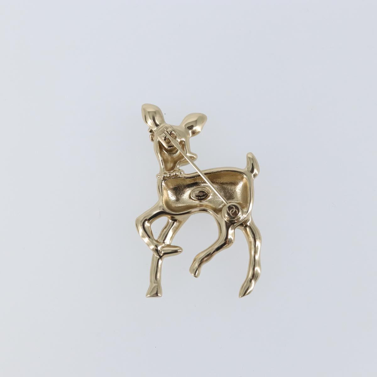 CHANEL Bambi Brooch metal Gold CC Auth 169131V