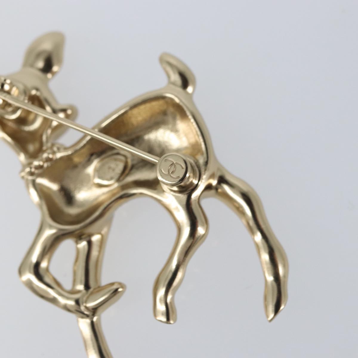 CHANEL Bambi Brooch metal Gold CC Auth 169131V