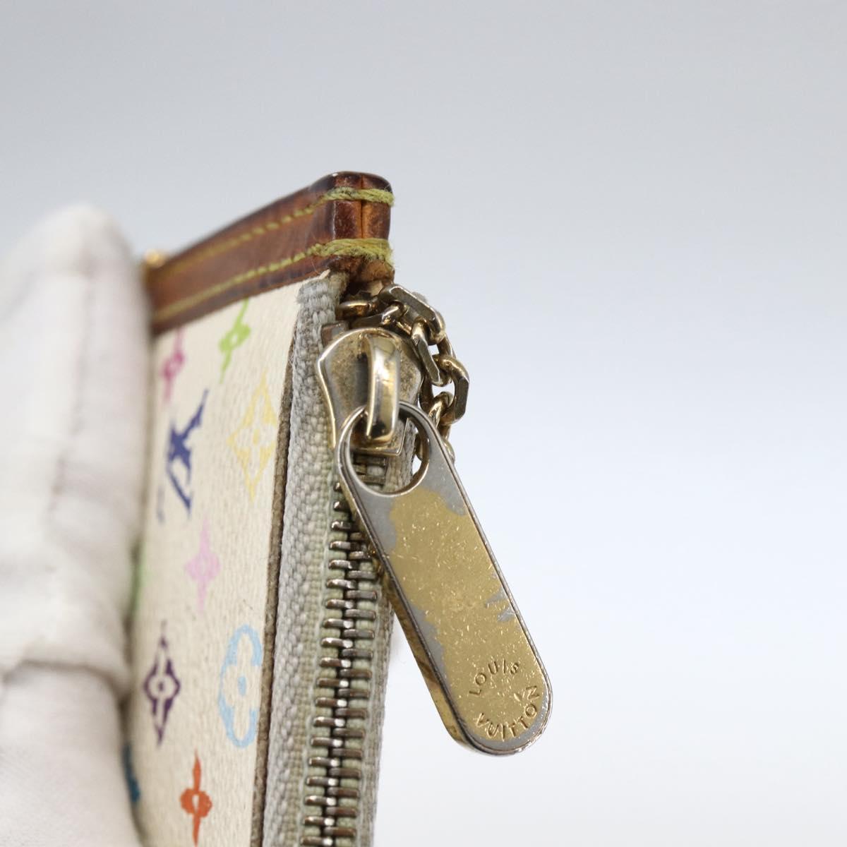 LOUIS VUITTON Monogram Multicolor Pochette Cles Purse White M92655 Auth 169139