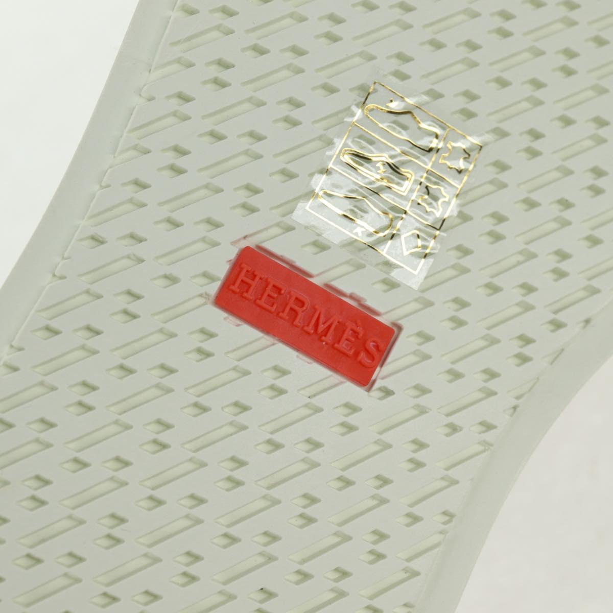 HERMES Game Sneakers Leather Beige Gold Auth 169145SAM