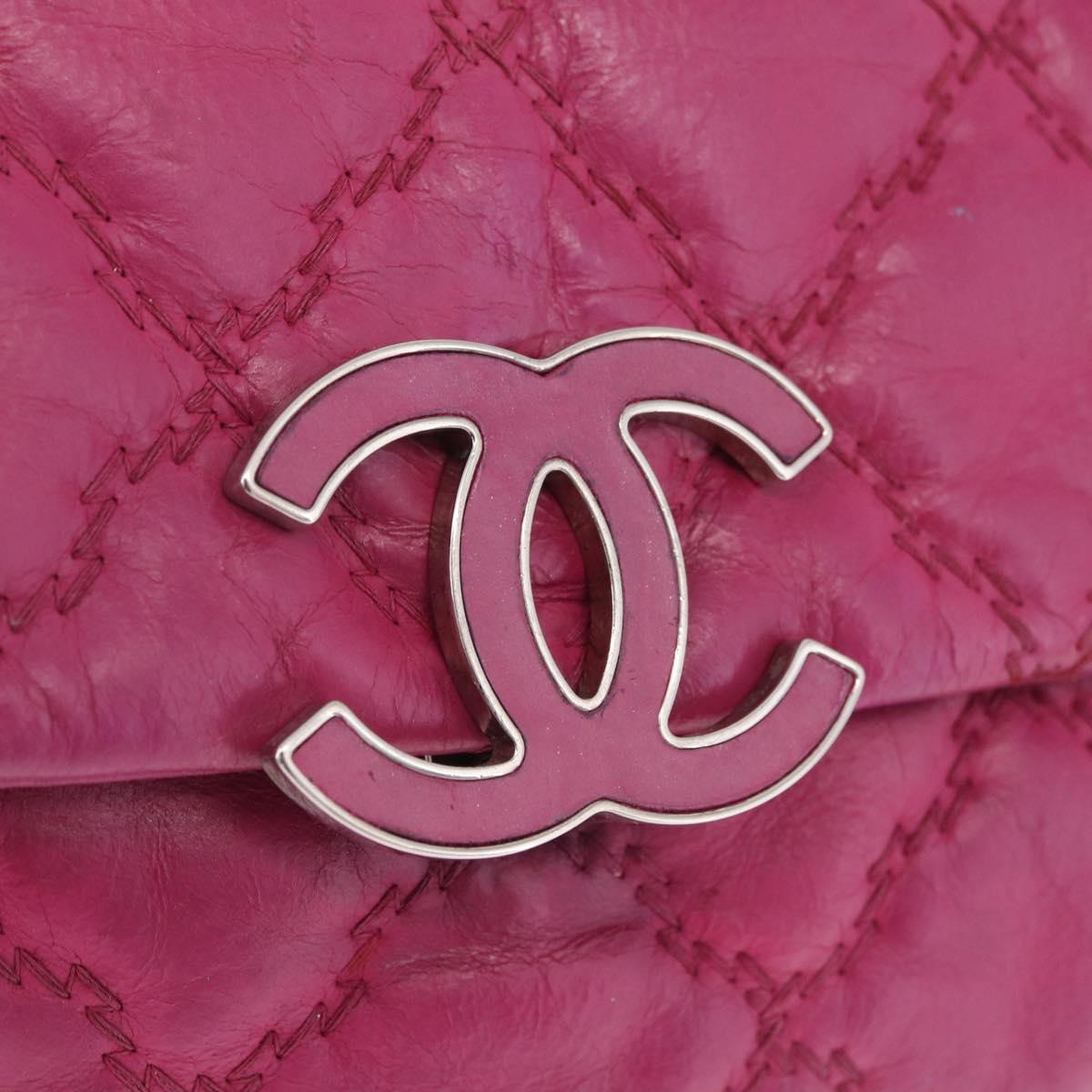 CHANEL Matelasse Ultra Stitch Hampton Chain Leather 2way Pink CC Auth 169161A