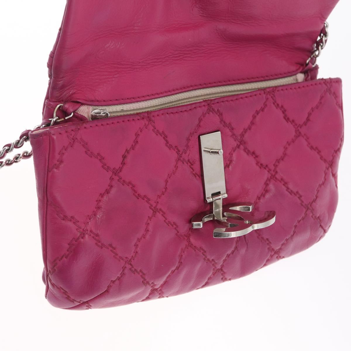 CHANEL Matelasse Ultra Stitch Hampton Chain Leather 2way Pink CC Auth 169161A