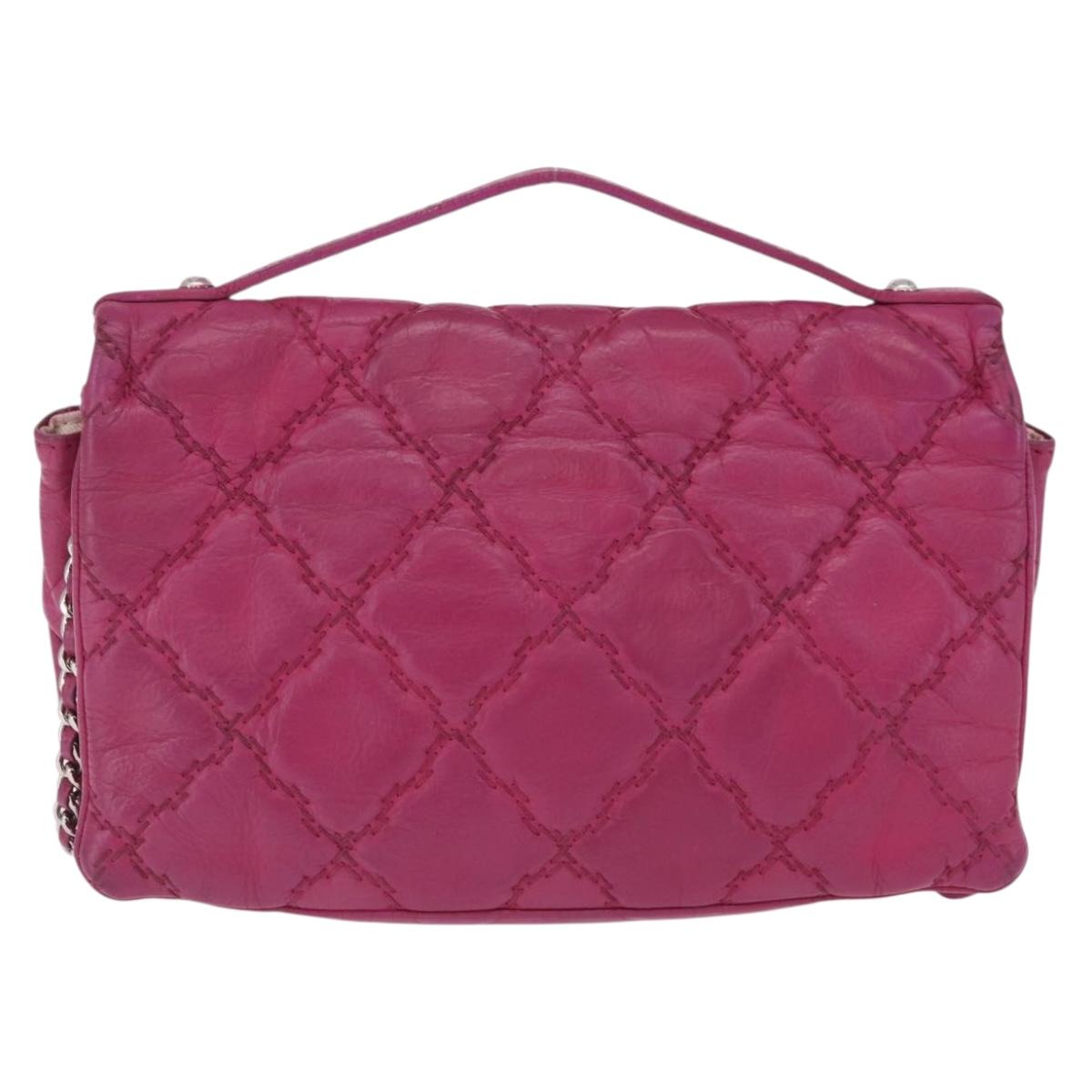 CHANEL Matelasse Ultra Stitch Hampton Chain Leather 2way Pink CC Auth 169161A