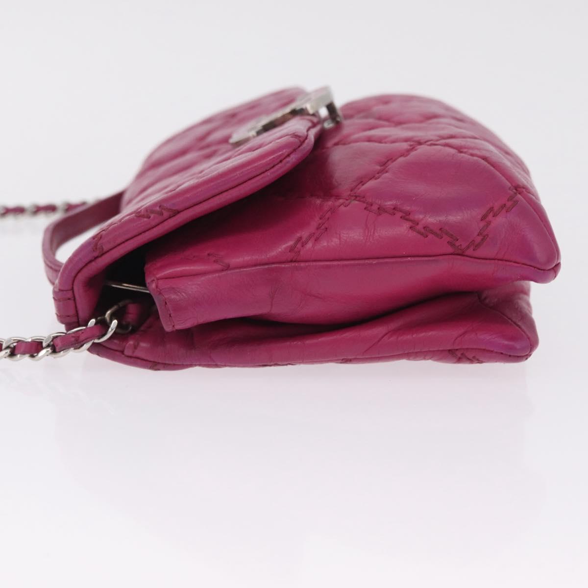 CHANEL Matelasse Ultra Stitch Hampton Chain Leather 2way Pink CC Auth 169161A