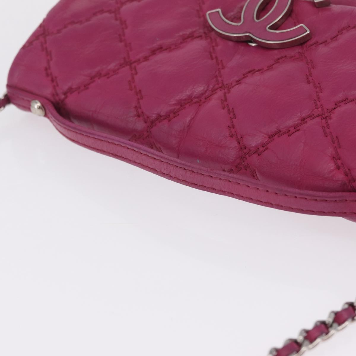 CHANEL Matelasse Ultra Stitch Hampton Chain Leather 2way Pink CC Auth 169161A