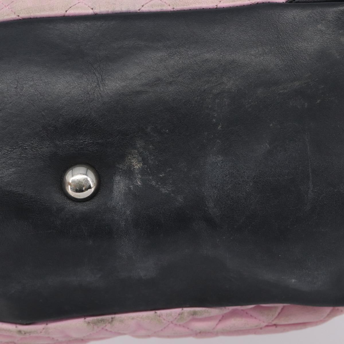 CHANEL Cambon Line Tote Bag Leather Pink Silver CC Auth 169166