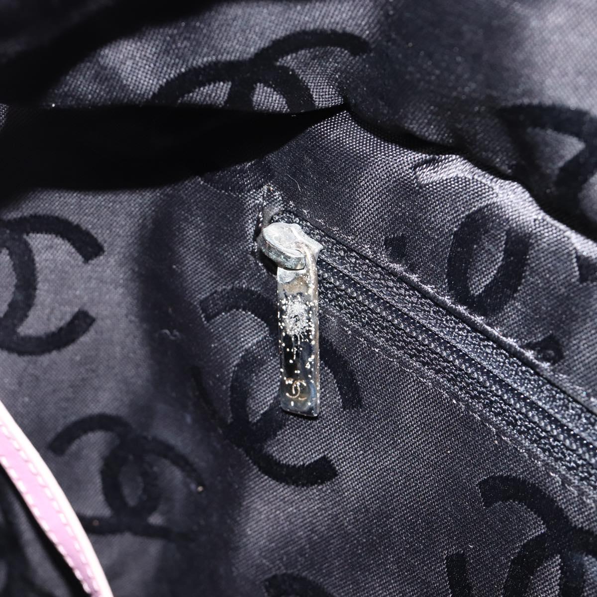 CHANEL Cambon Line Tote Bag Leather Pink Silver CC Auth 169166