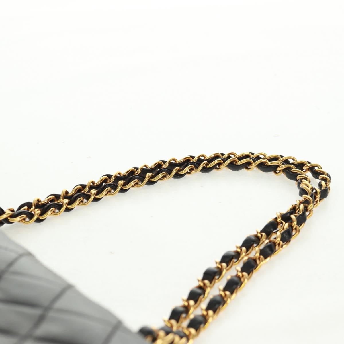 CHANEL Matelasse 25 Double Flap Chain Bag Lamb Skin Black Gold CC Auth 169170SAV