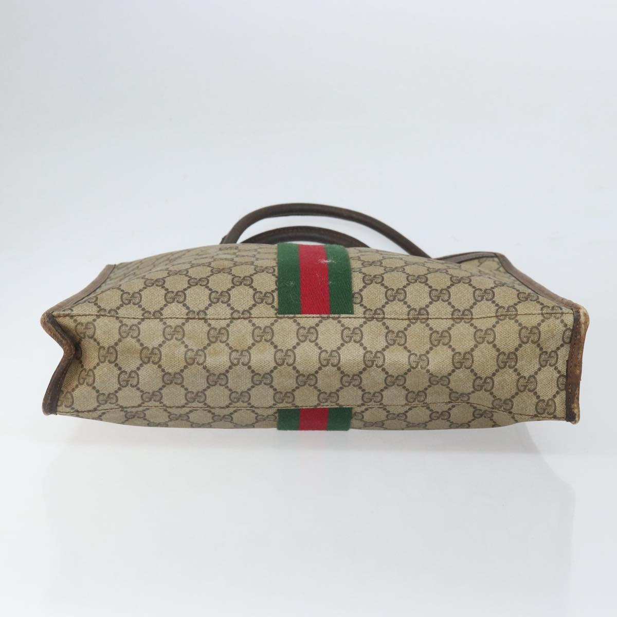 GUCCI GG Supreme Web Sherry Line Tote Bag PVC Beige Gold 010 378 Auth 169187