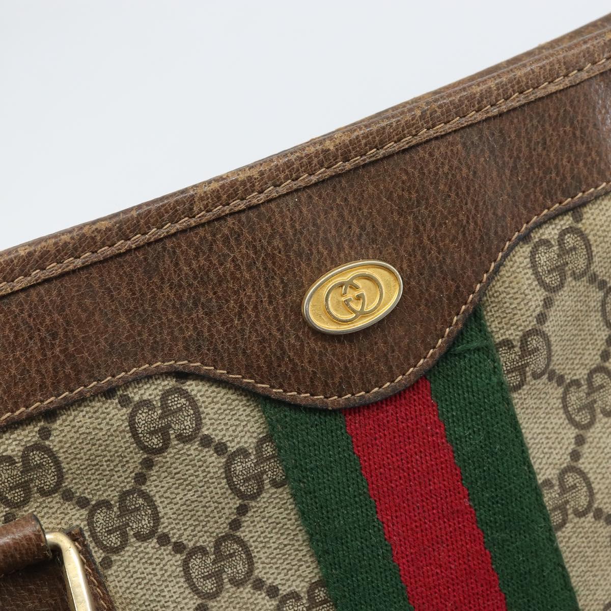 GUCCI GG Supreme Web Sherry Line Tote Bag PVC Beige Gold 010 378 Auth 169187