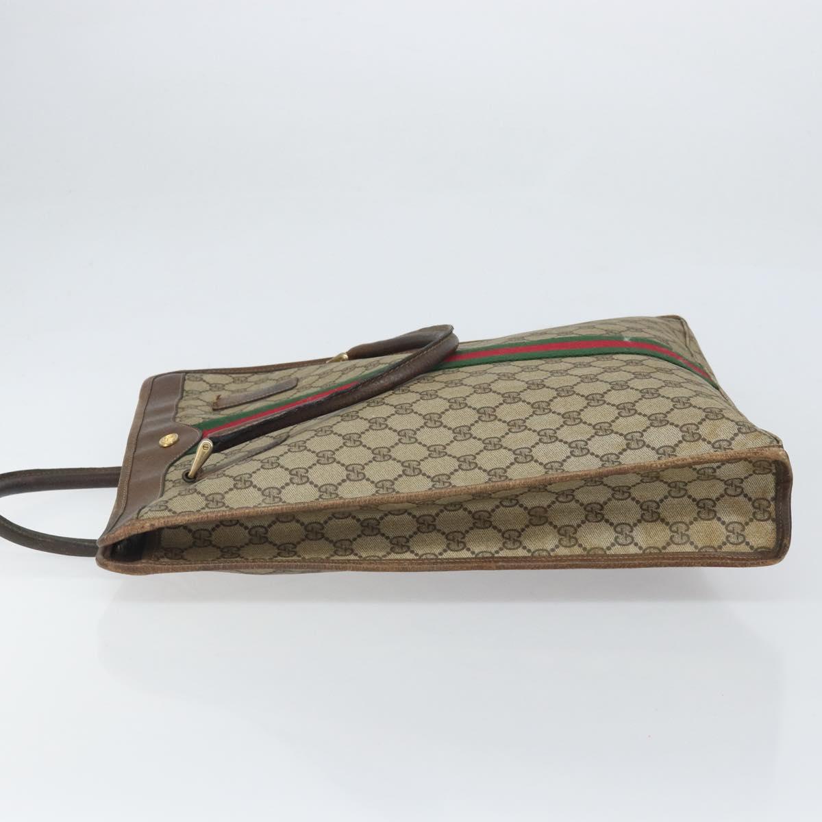 GUCCI GG Supreme Web Sherry Line Tote Bag PVC Beige Gold 010 378 Auth 169187