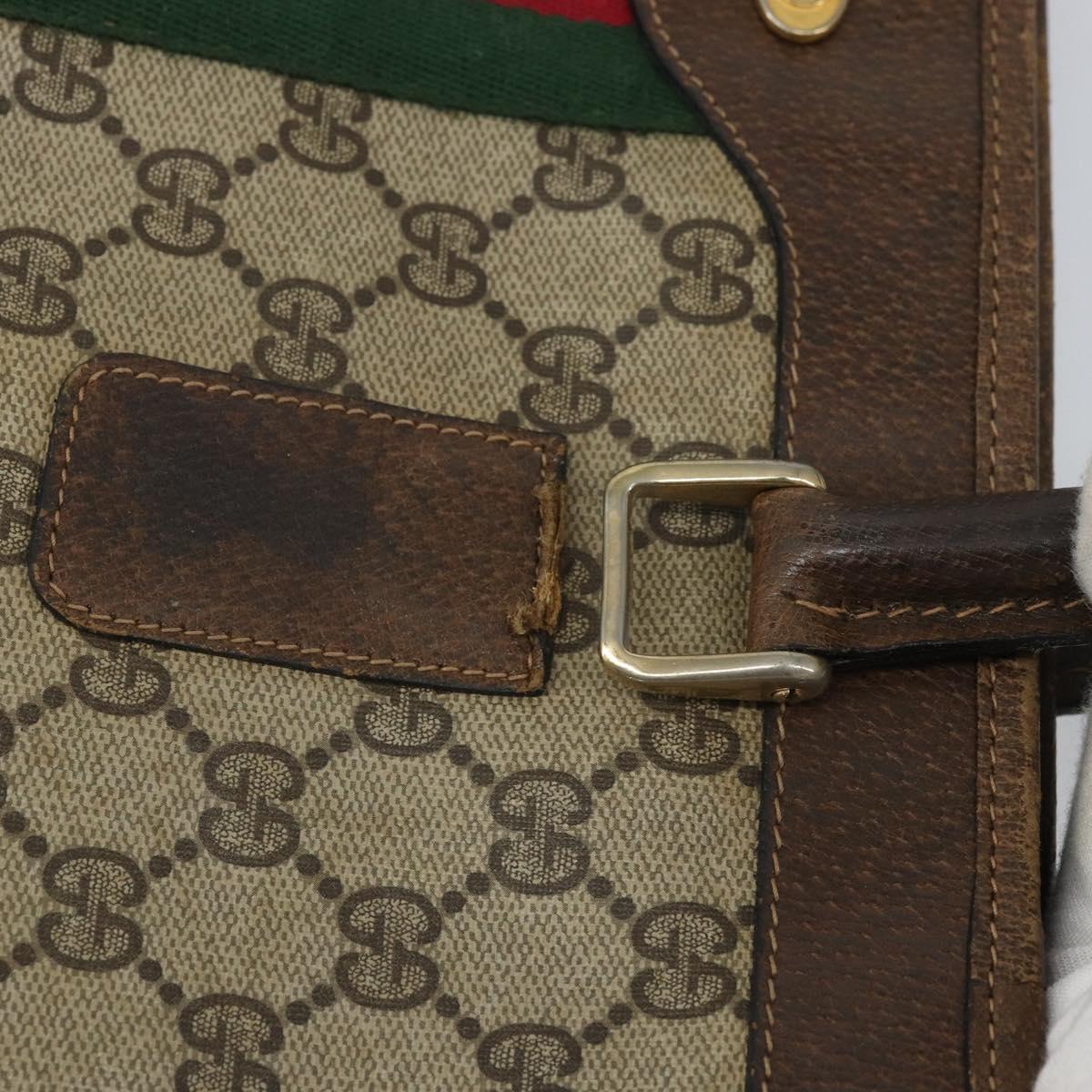 GUCCI GG Supreme Web Sherry Line Tote Bag PVC Beige Gold 010 378 Auth 169187