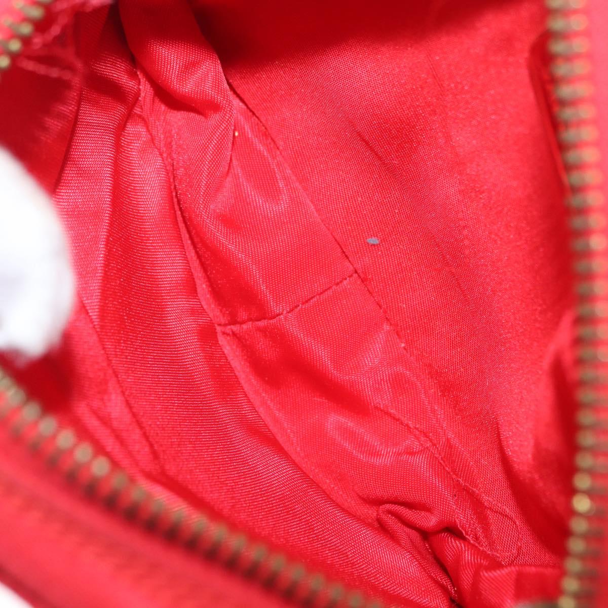 PRADA Shoulder Pouch Nylon Red Gold Auth 169188