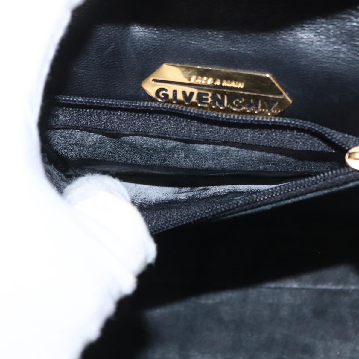 GIVENCHY Hand Bag Leather Black Gold Auth 169189