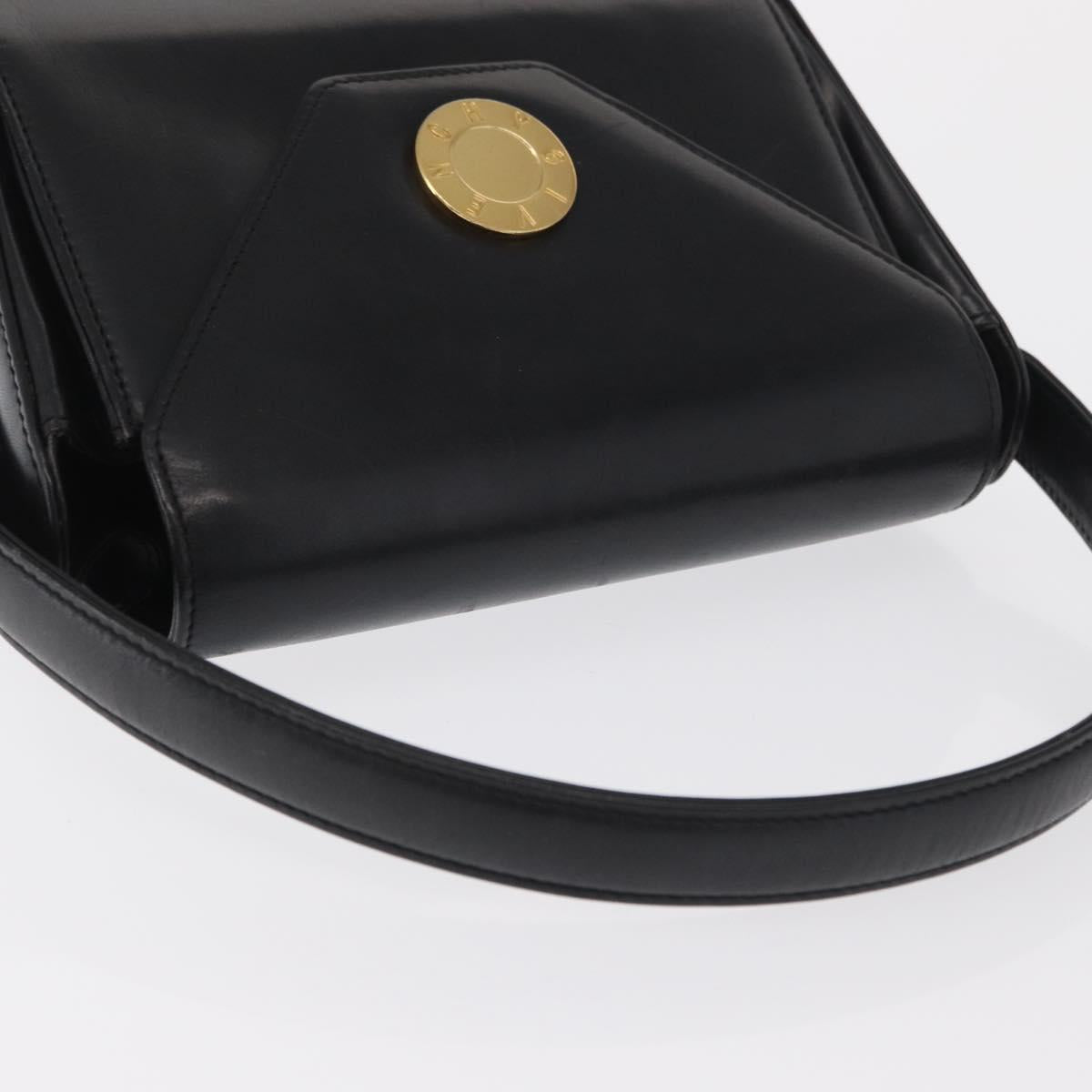 GIVENCHY Hand Bag Leather Black Gold Auth 169189