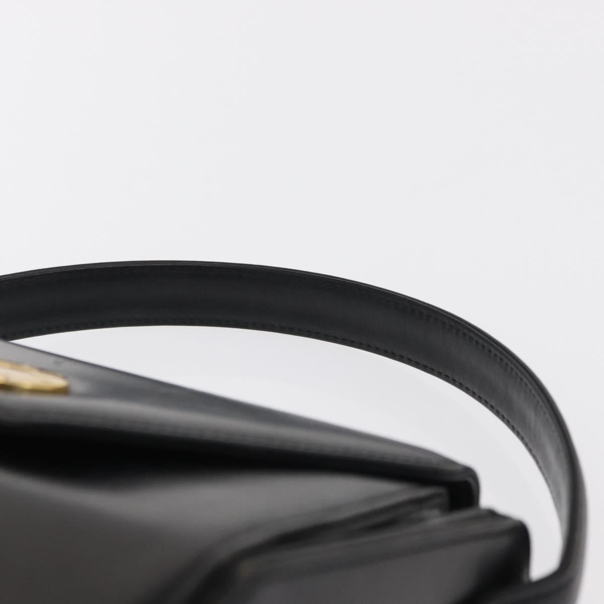 GIVENCHY Hand Bag Leather Black Gold Auth 169189