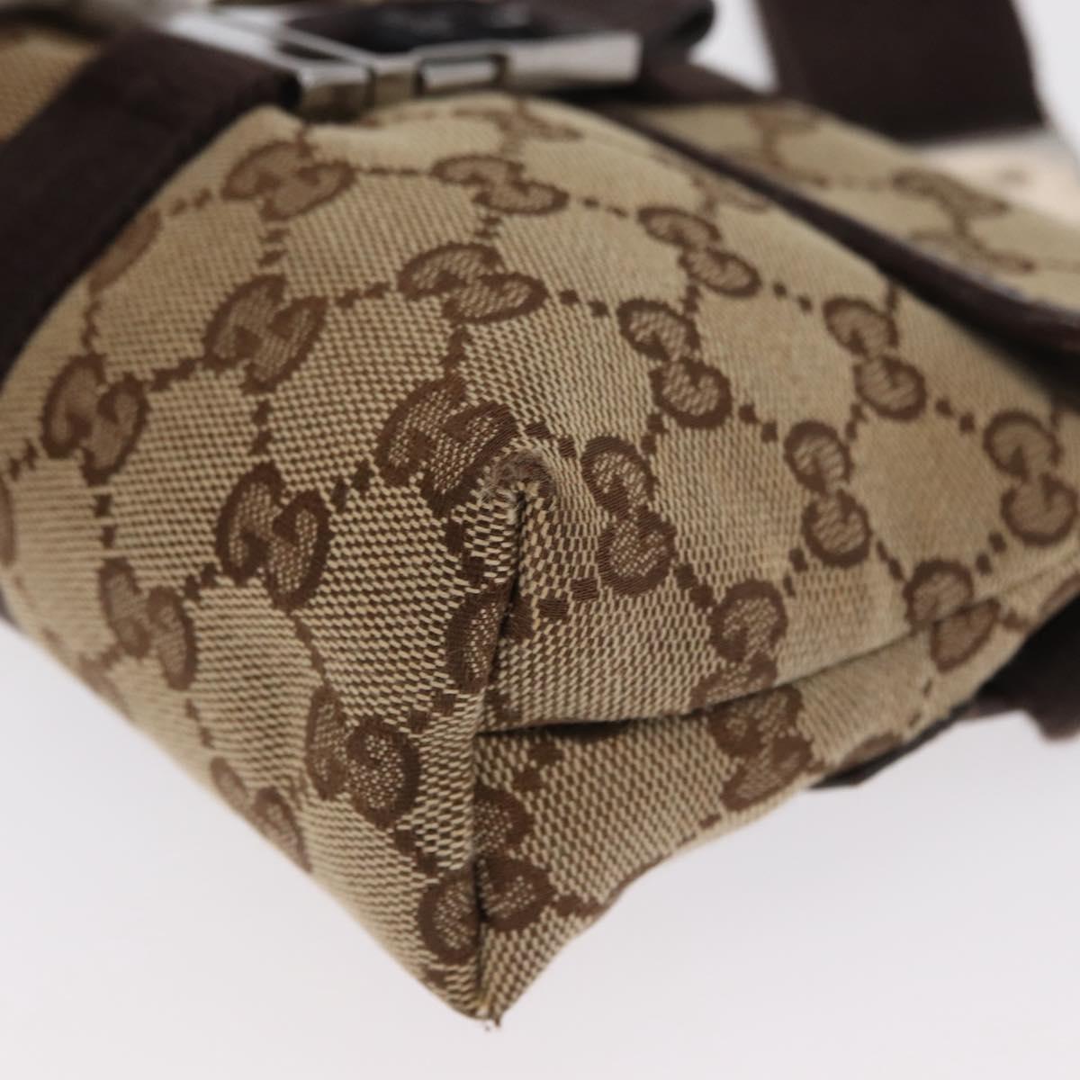 GUCCI GG Canvas Waist Bag Beige Silver 131236 Auth 169193