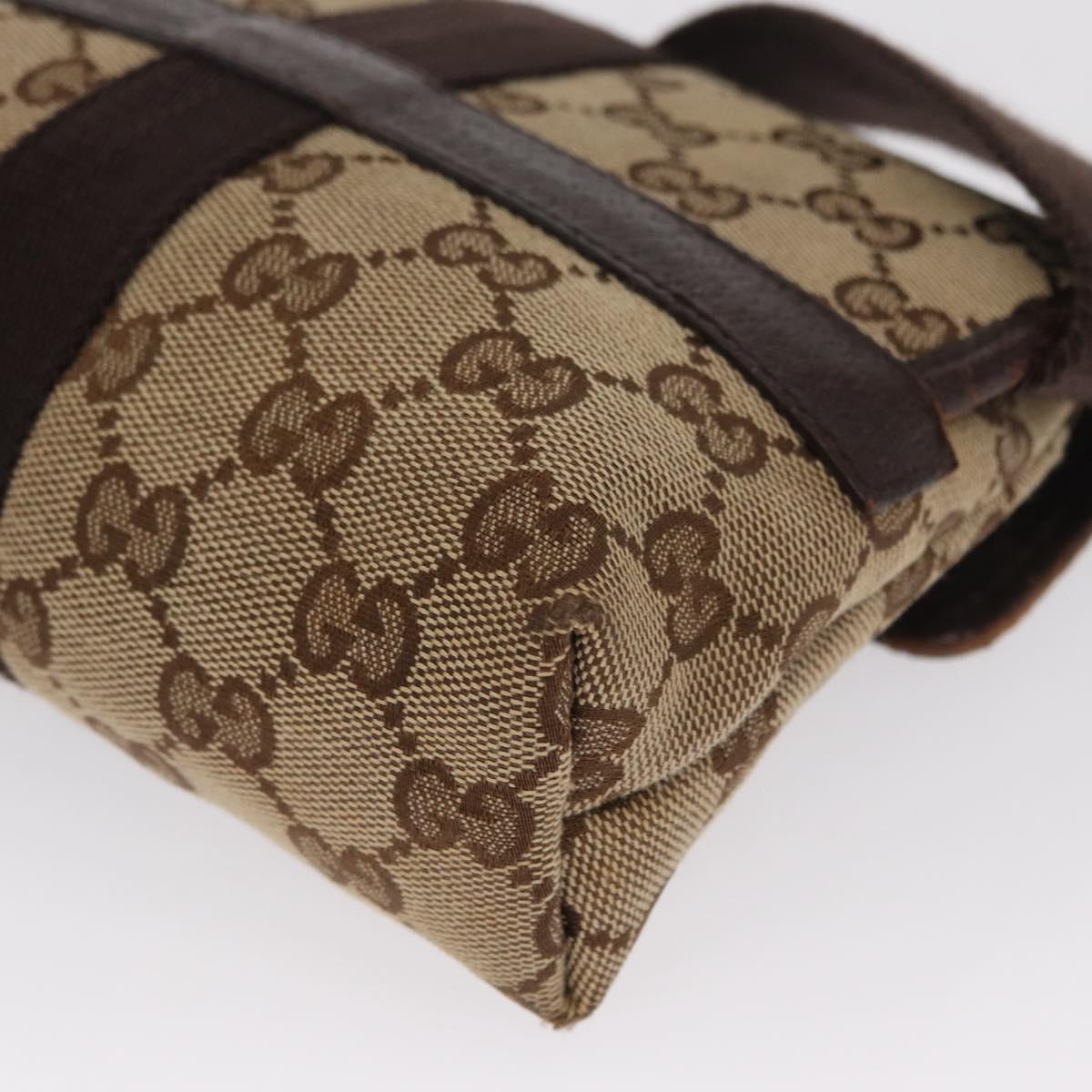 GUCCI GG Canvas Waist Bag Beige Silver 131236 Auth 169193