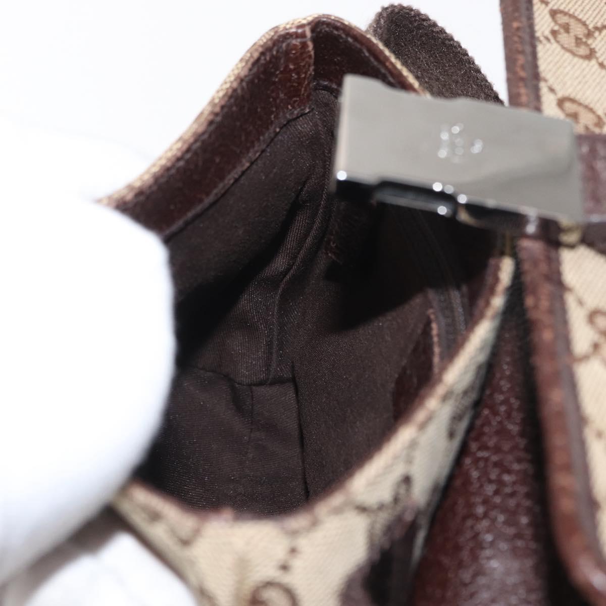 GUCCI GG Canvas Waist Bag Beige Silver 131236 Auth 169193