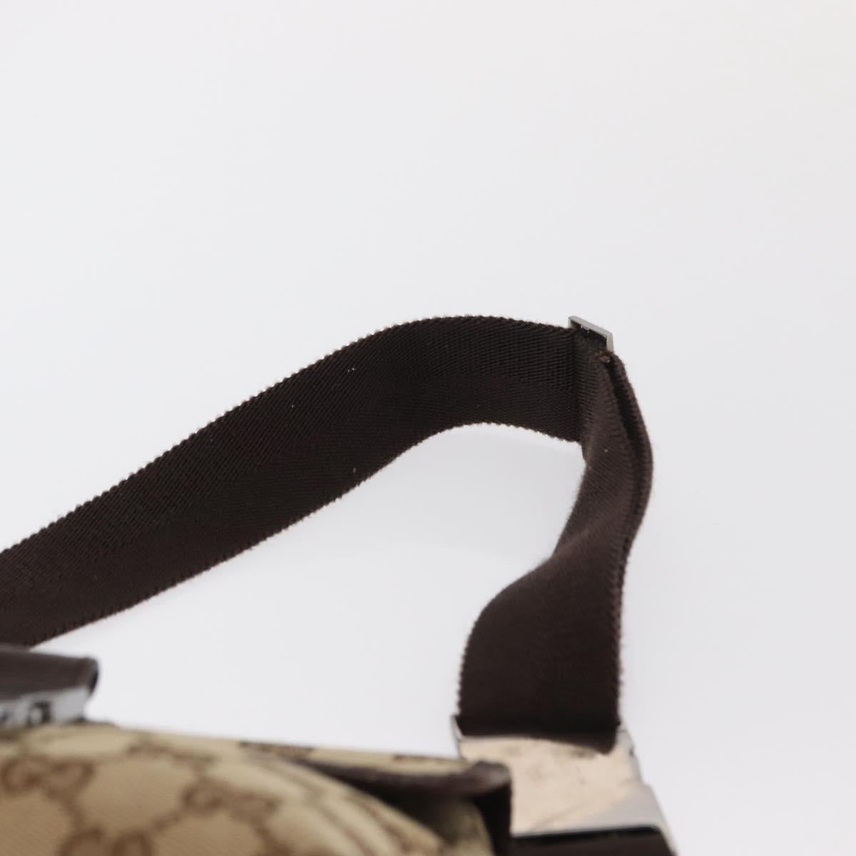 GUCCI GG Canvas Waist Bag Beige Silver 131236 Auth 169193