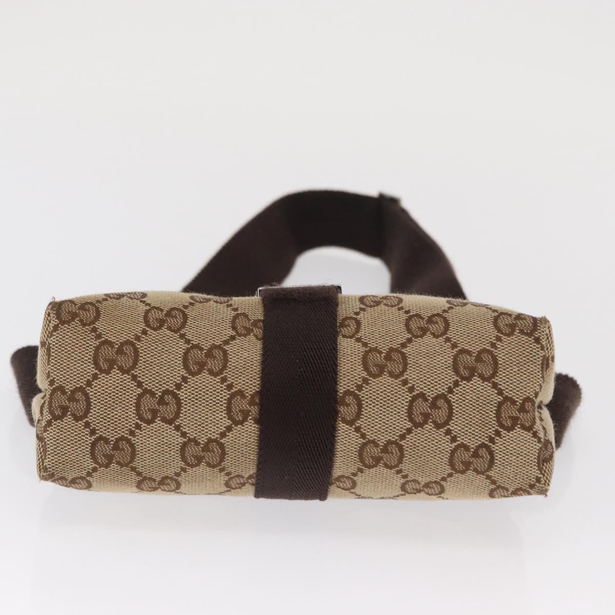 GUCCI GG Canvas Waist Bag Beige Silver 131236 Auth 169193