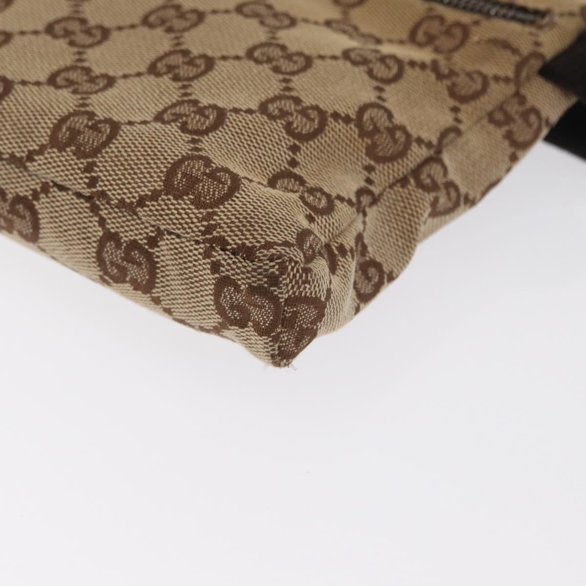 GUCCI GG Canvas Waist bag Beige Silver 28566 Auth 169194