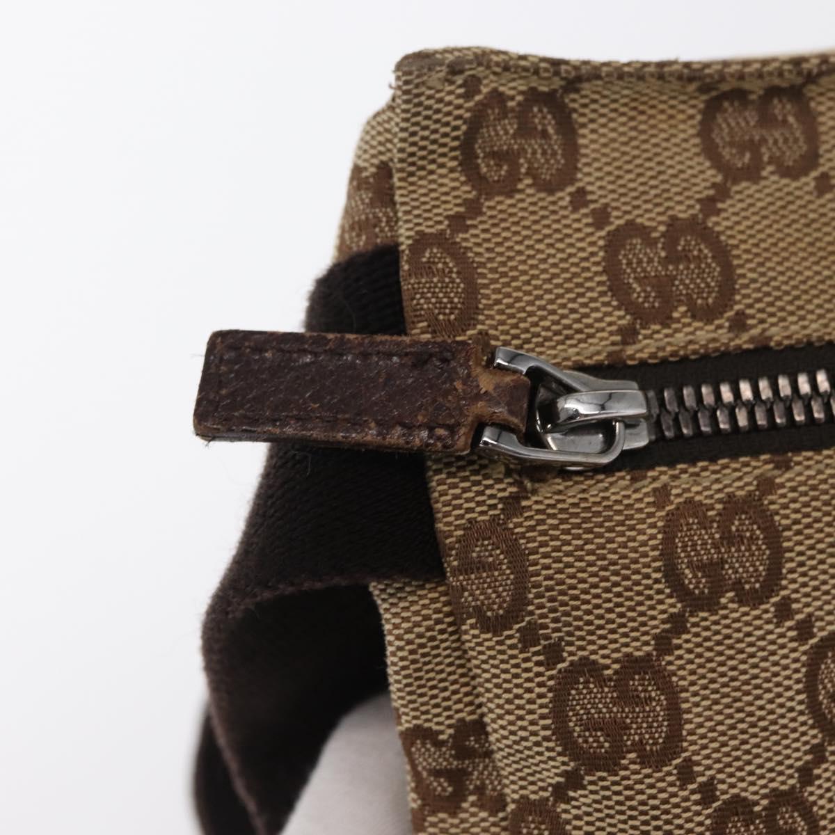 GUCCI GG Canvas Waist bag Beige Silver 28566 Auth 169194