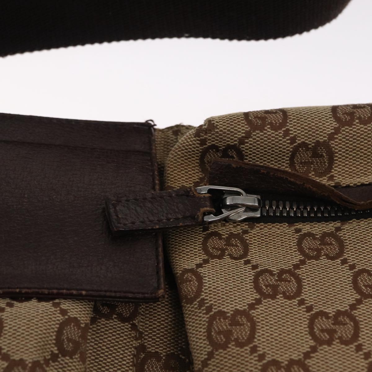 GUCCI GG Canvas Waist bag Beige Silver 28566 Auth 169194