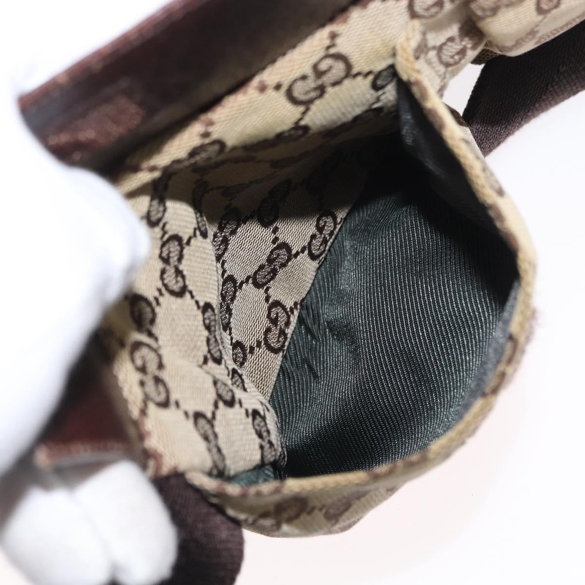 GUCCI GG Canvas Waist bag Beige Silver 28566 Auth 169194