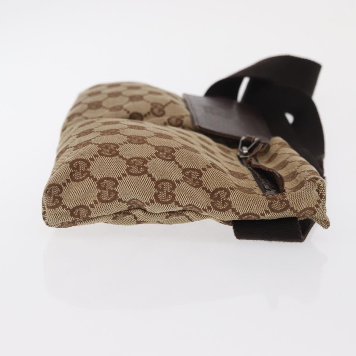 GUCCI GG Canvas Waist bag Beige Silver 28566 Auth 169194