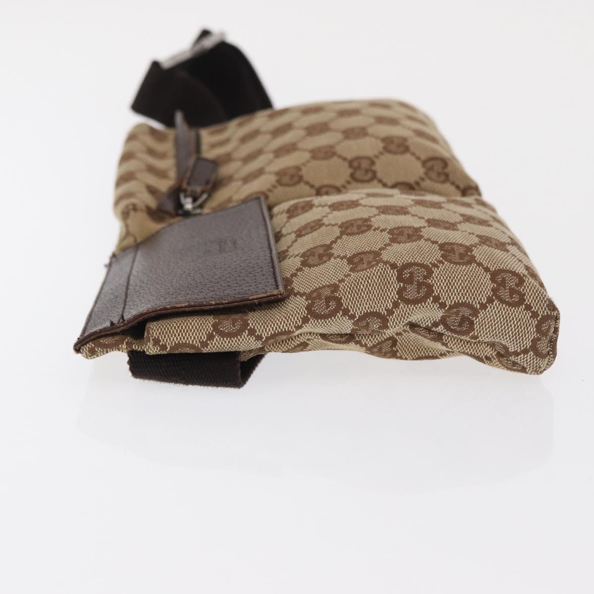 GUCCI GG Canvas Waist bag Beige Silver 28566 Auth 169194