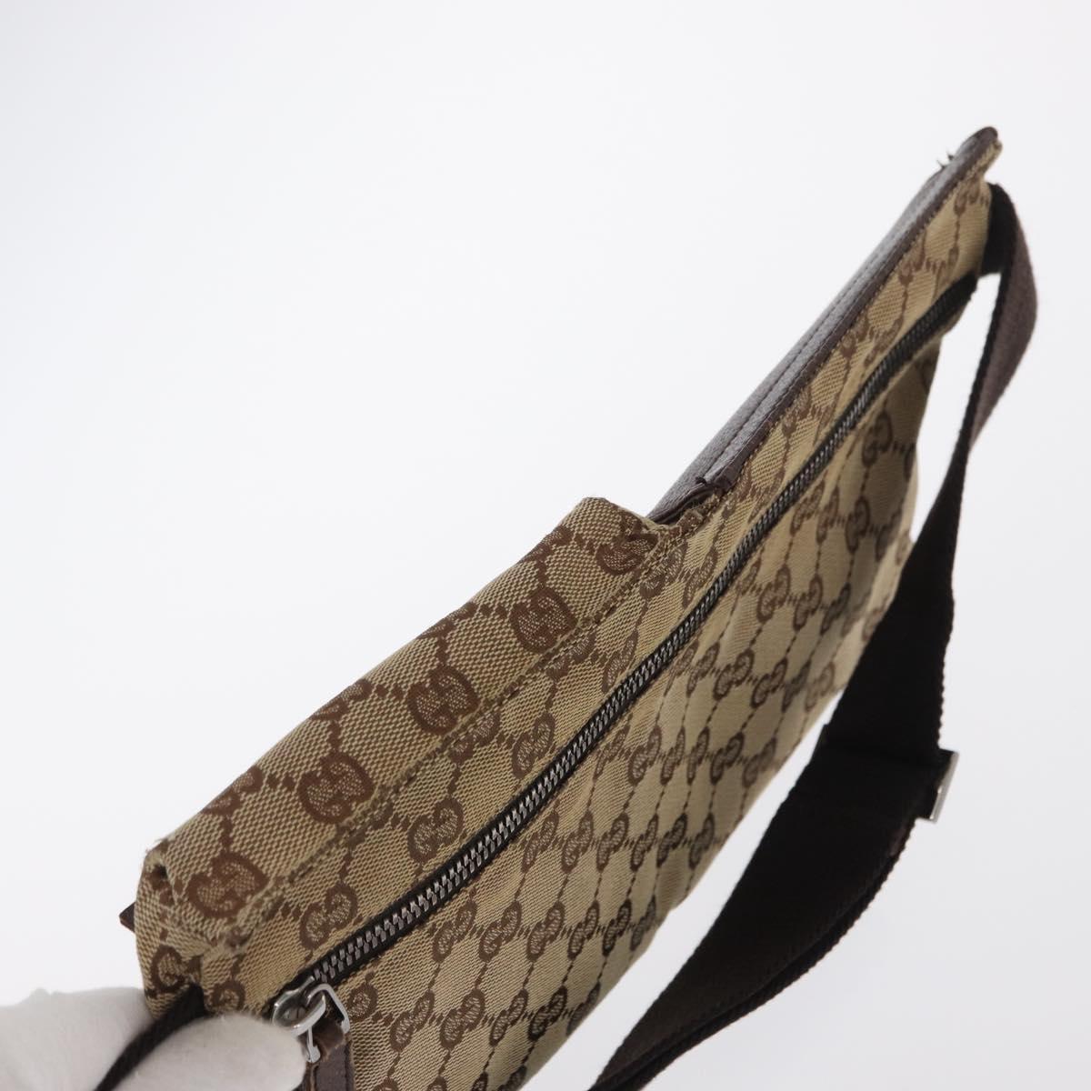 GUCCI GG Canvas Waist bag Beige Silver 28566 Auth 169194